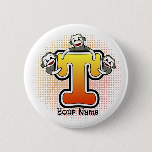 Monogram T Sock Monkey Ronde Button 5,7 Cm (Voorkant)