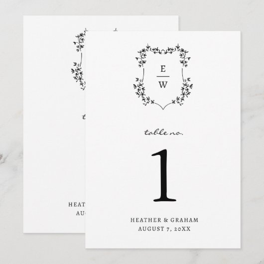 Monogram tabelnummer kaart (Voorkant / Achterkant)