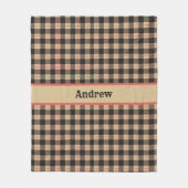 Monogram Tan Brown Black Red Buffalo Pset Trendy Fleece Deken (Voorkant)