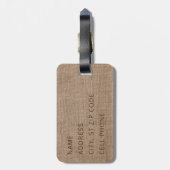 Monogram - Tan Texture Burlap Bagagelabel (Achterkant verticaal)