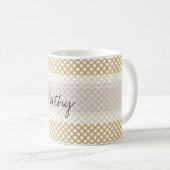 Monogram Tan White Cute Chic Polka Dot Pattern Koffiemok (Voorkant rechts)