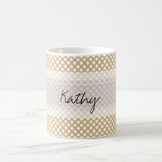 Monogram Tan White Cute Chic Polka Dot Pattern Koffiemok (Center)