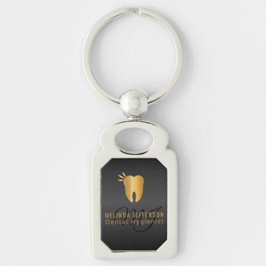 Monogram tandheelkundig kantoor - zwart en goud sleutelhanger (Voorkant)