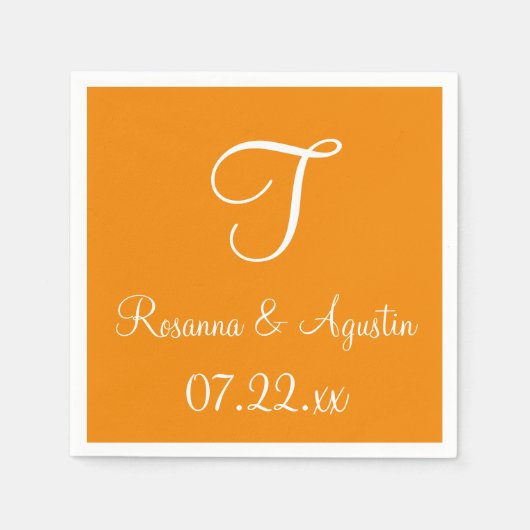 Monogram Tangerine Cool Colour Coordinated Napkins Servet (Voorkant)
