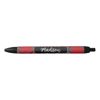 Monogram Tartan Geplakt Naam Schrijven Zwarte Inkt Pen