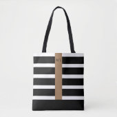 Monogram Tas van Classy Black en White Stripe (Voorkant)