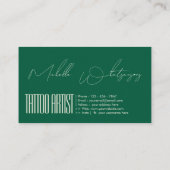 Monogram TATTOO ARTIST modern script Visitekaartje (Achterkant)