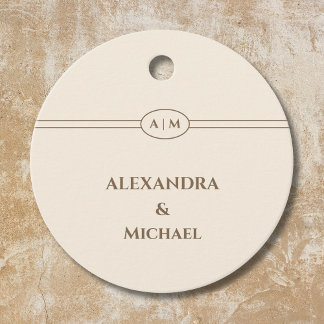 Monogram Taupe Christian Wedding Thank You Bedankjes Labels