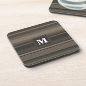 Monogram taupe strepen drankjes onderzetter (Linkerzijde)