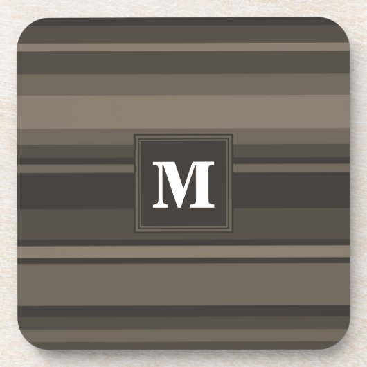 Monogram taupe strepen drankjes onderzetter (Voorkant)
