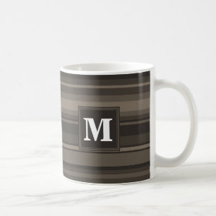 Monogram taupe strepen koffiemok