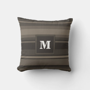 Monogram taupe strepen kussen