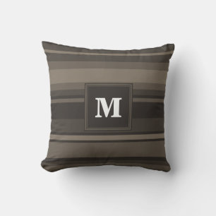 Monogram taupe strepen kussen