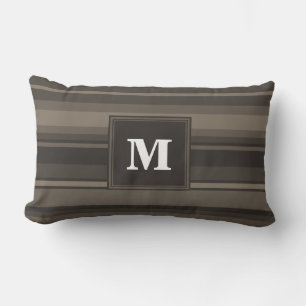 Monogram taupe strepen kussen