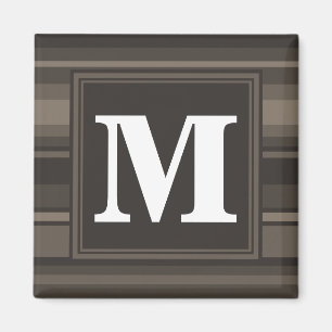 Monogram taupe strepen magneet