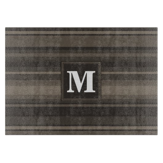 Monogram taupe strepen snijplank (Voorkant)