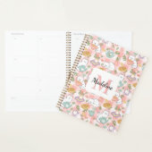 Monogram Tea & Bookish Cats Spiral Planner Pink (Display)