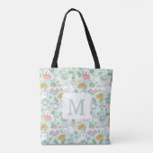 Monogram Tea & Bookish Cats  Tote Bag Mint Green (Achterkant)