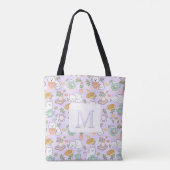 Monogram Tea & Bookish Cats Tote Bag Purple (Achterkant)