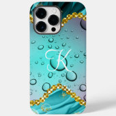 Monogram Teal Folie Gouden Afwerking Fantasy Regen Case-Mate iPhone Case (Achterkant)