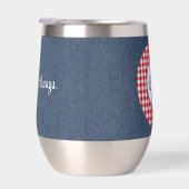 Monogram, tekst | Red Gingham Denim Roestvrij staa (Rechts)