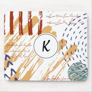 Monogram Terracotta Abstracte Doodle Muismat