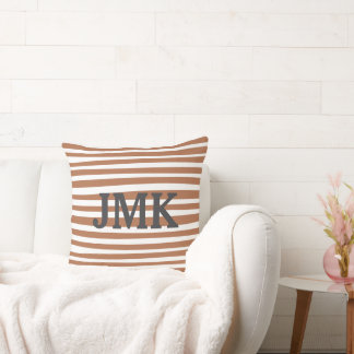 Monogram Terracotta Modern Strepen Minimalistisch Kussen