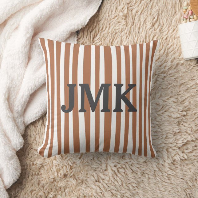 Monogram Terracotta Modern Stripes Minimalist  Kussen (Deken)