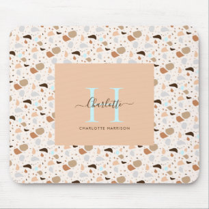 Monogram Terrazzo Earth Tones Modern Pattern Muismat