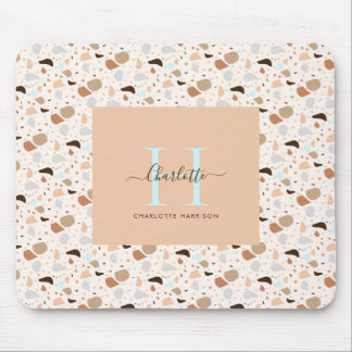 Monogram Terrazzo Earth Tones Modern Pattern Muismat