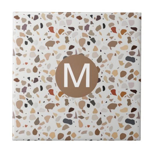 Monogram Terrazzo moderne steenlook  Tegeltje (Voorkant)
