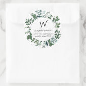 Monogram Terugadres Smaragdgroen Bosblad Ronde Sticker (Tas)