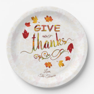 Monogram Thanksgiving Bedankt Fall Leaves Papieren Bordje