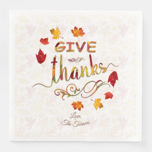 Monogram Thanksgiving Bedankt Fall Leaves Servet (Voorkant)