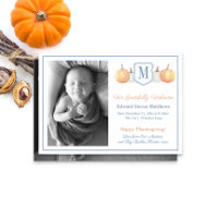 Monogram Thanksgiving Grateful Adoption Baby Birth