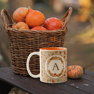 Monogram Thanksgiving val bladeren Mok