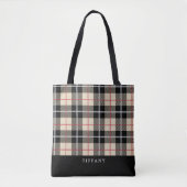 Monogram Thompson Camel Tartan Plaid Patroon Draagtas (Voorkant)