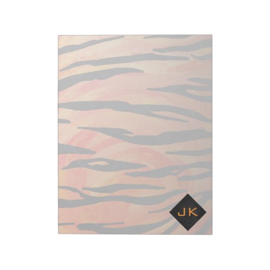 Monogram Tiger Hot Oranje en Black Print Pattern Notitieblok (Gedraaid)