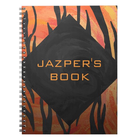 Monogram Tiger Hot Oranje en Black Print Pattern Notitieboek (Voorkant)