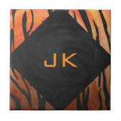 Monogram Tiger Hot Oranje en Black Print Pattern Tegeltje (Voorkant)