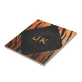 Monogram Tiger Hot Oranje en Black Print Pattern Tegeltje (Zijkant)