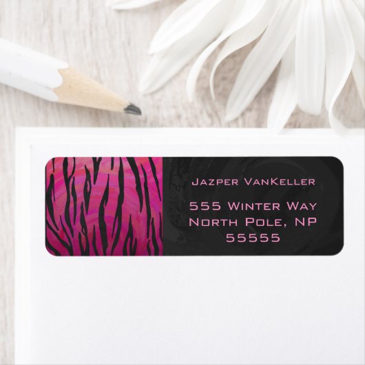 Monogram Tiger Hot Pink en Black Print Pattern Etiket (Insitu)