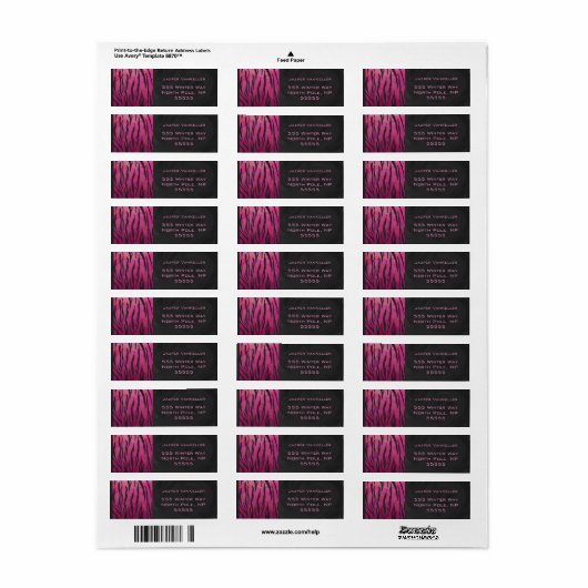 Monogram Tiger Hot Pink en Black Print Pattern Etiket (Full Sheet)