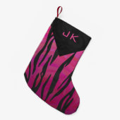 Monogram Tiger Hot Pink en Black Print Pattern Kleine Kerstsok (Voorkant (Hangend))