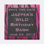 Monogram Tiger Hot Pink en Black Print Pattern Magneet (Voorkant)