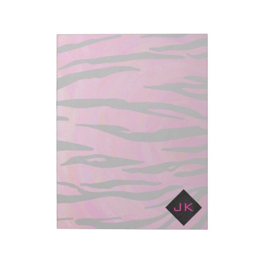 Monogram Tiger Hot Pink en Black Print Pattern Notitieblok (Gedraaid)