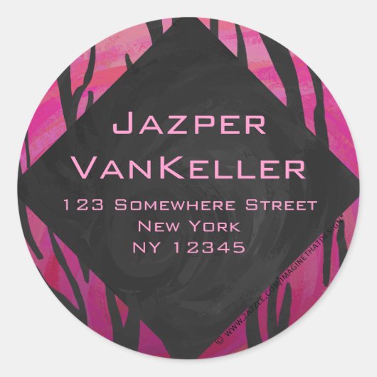Monogram Tiger Hot Pink en Black Print Pattern Ronde Sticker (Voorkant)