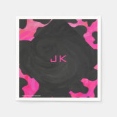 Monogram Tiger Hot Pink en Black Print Pattern Servetten (Voorkant)