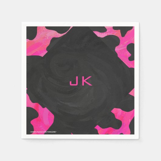 Monogram Tiger Hot Pink en Black Print Pattern Servetten (Voorkant)