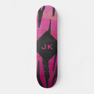 Monogram Tiger Hot Pink en Black Print Pattern Skateboard